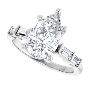 14K X1 White Gold 11.5x7 mm Pear Ring Mounting – image 8