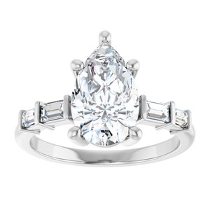 18K White Gold 11.5x7 mm Pear Ring Mounting – image 5