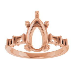 14K Rose Gold 11.5x7 mm Pear Ring Mounting – image 6