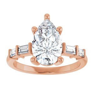 18K Rose Gold 11.5x7 mm Pear Ring Mounting – image 5