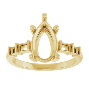 10K Yellow Gold 11.5x7 mm Pear Ring Mounting – image 6