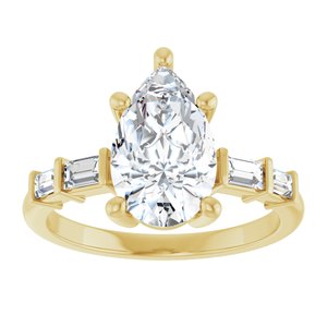 18K Yellow Gold 11.5x7 mm Pear Ring Mounting – image 5