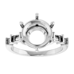 18K White Gold 10 mm Round Ring Mounting – image 6
