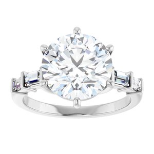 Platinum 10 mm Round 1/4 CTW Natural Diamond Semi-Set Ring – image 5
