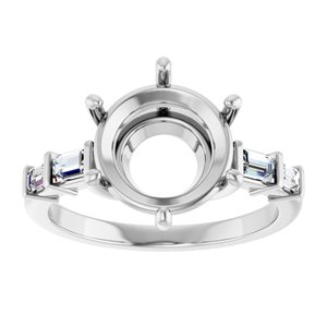 Platinum 10 mm Round 1/4 CTW Natural Diamond Semi-Set Ring – image 6