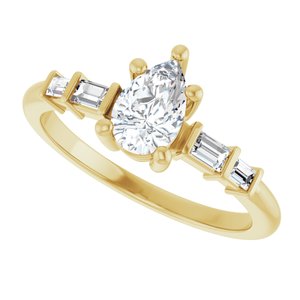 14K Yellow Gold 7x4.5 mm Pear Ring Mounting – image 8