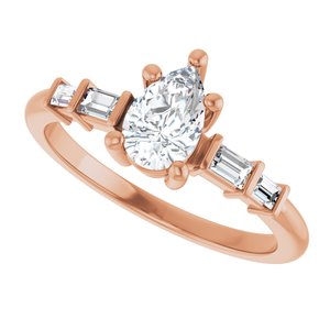 14K Rose Gold 7x4.5 mm Pear Ring Mounting – image 8