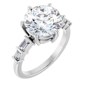 14K X1 White Gold 10 mm Round Ring Mounting