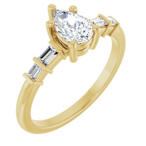 14K Yellow Gold 7x4.5 mm Pear Ring Mounting
