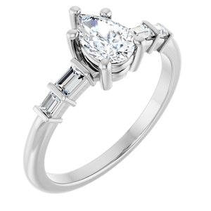 10K White Gold 7x4.5 mm Pear Ring Mounting