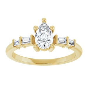 14K Yellow Gold 7x4.5 mm Pear Ring Mounting – image 5