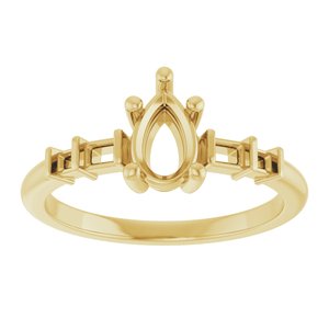 18K Yellow Gold 7x4.5 mm Pear Ring Mounting – image 6