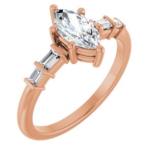 10K Rose Gold 8.5x4.5 mm Marquise Ring Mounting
