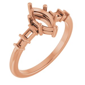 14K Rose Gold 8.5x4.5 mm Marquise Ring Mounting – image 2