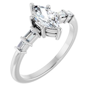 14K X1 White Gold 8.5x4.5 mm Marquise Ring Mounting