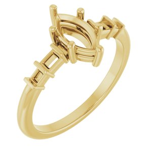 14K Yellow Gold 8.5x4.5 mm Marquise Ring Mounting – image 2
