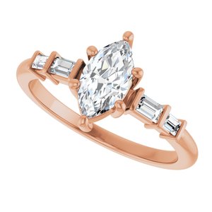 10K Rose Gold 8.5x4.5 mm Marquise Ring Mounting – image 8