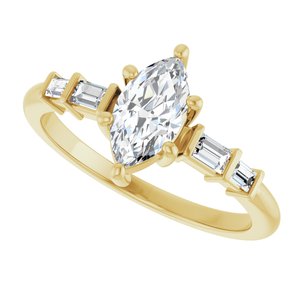 10K Yellow Gold 8.5x4.5 mm Marquise Ring Mounting – image 8