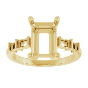 14K Yellow Gold 10x7 mm Emerald Ring Mounting – image 6