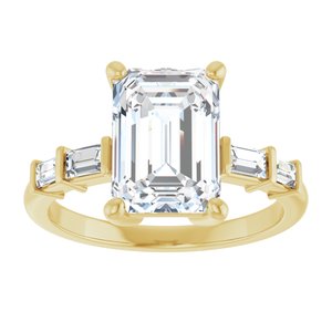 14K Yellow Gold 10x7 mm Emerald Ring Mounting – image 5