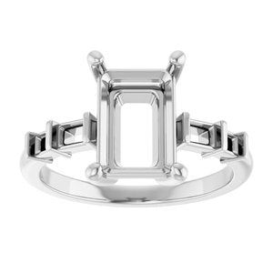 Platinum 10x7 mm Emerald Ring Mounting – image 6