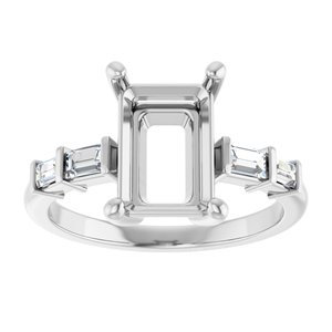 14K White Gold 10x7 mm Emerald 1/4 CTW Lab-Grown Diamond Semi-Set Ring – image 6