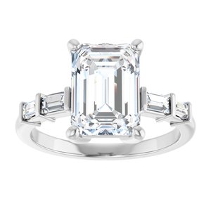 18K White Gold 10x7 mm Emerald Ring Mounting – image 5