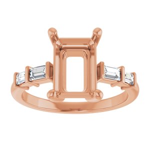 14K Rose Gold 10x7 mm Emerald 1/4 CTW Lab-Grown Diamond Semi-Set Ring – image 6