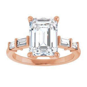 14K Rose Gold 10x7 mm Emerald 1/4 CTW Natural Diamond Semi-Set Ring – image 5