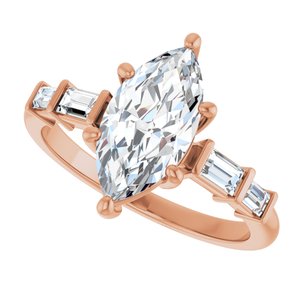 10K Rose Gold 12x6 mm Marquise Ring Mounting – image 8