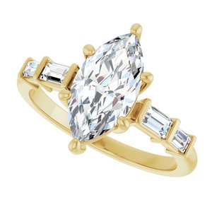 14K Yellow Gold 12x6 mm Marquise Ring Mounting – image 8
