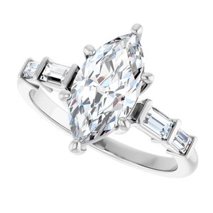 18K White Gold 12x6 mm Marquise Ring Mounting – image 8