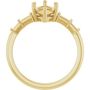 18K Yellow Gold 12x6 mm Marquise Ring Mounting – image 4