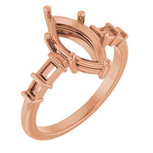 10K Rose Gold 12x6 mm Marquise Ring Mounting – image 2
