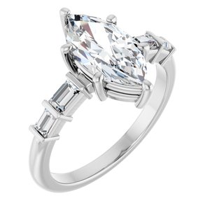 Platinum 12x6 mm Marquise Ring Mounting