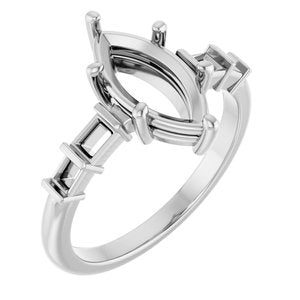 Platinum 12x6 mm Marquise Ring Mounting – image 2