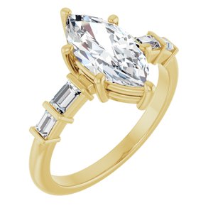 14K Yellow Gold 12x6 mm Marquise Ring Mounting