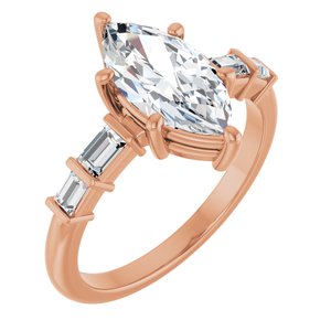14K Rose Gold 12x6 mm Marquise Ring Mounting
