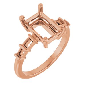 10K Rose Gold 10x7 mm Emerald Ring Mounting – image 2