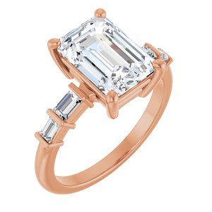 14K Rose Gold 10x7 mm Emerald Ring Mounting