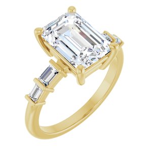 18K Yellow Gold 10x7 mm Emerald Ring Mounting