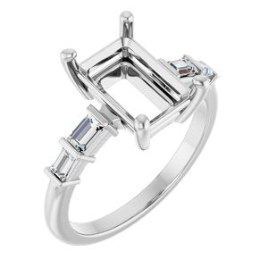 Platinum 10x7 mm Emerald 1/4 CTW Lab-Grown Diamond Semi-Set Ring – image 2