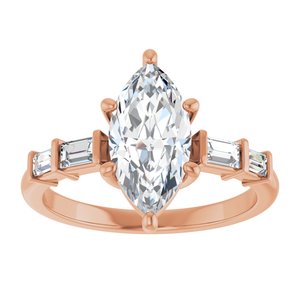 10K Rose Gold 12x6 mm Marquise Ring Mounting – image 5