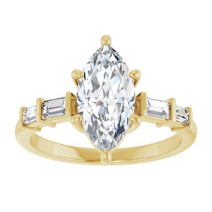 18K Yellow Gold 12x6 mm Marquise Ring Mounting – image 5