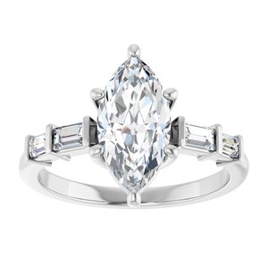 18K White Gold 12x6 mm Marquise Ring Mounting – image 5