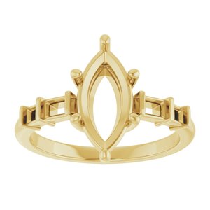 10K Yellow Gold 12x6 mm Marquise Ring Mounting – image 6
