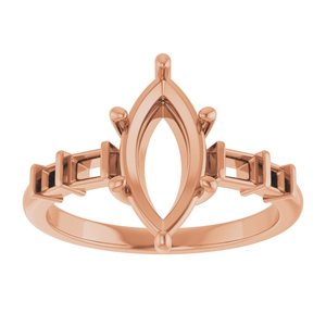 14K Rose Gold 12x6 mm Marquise Ring Mounting – image 6