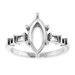 14K X1 White Gold 12x6 mm Marquise Ring Mounting – image 6
