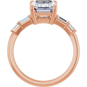 14K Rose Gold 10x7 mm Emerald 1/4 CTW Lab-Grown Diamond Semi-Set Ring – image 3