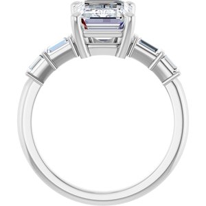 10K White Gold 10x7 mm Emerald Ring Mounting – image 3